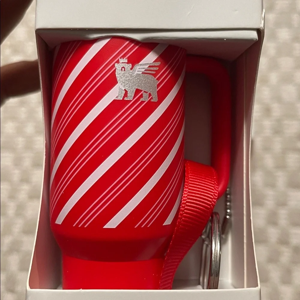 Stanley Red Candy Cane and Strawberry Cream & Pink Ornament Keychain Set